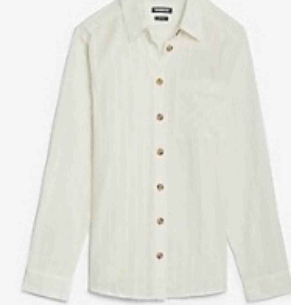 Express Metallic Striped Boyfriend Shirt